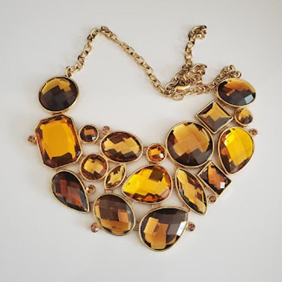 VTG Joan Rivers Fields of Gold Statement Bib Necklace with Velvet Pouch and Box - Picture 4 of 7